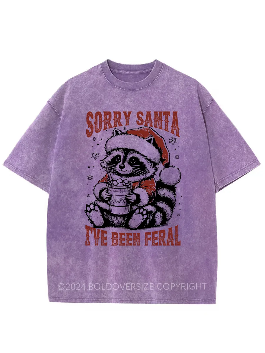 Vintage Sorry Santa I'Ve Been Feral Washed T-Shirt