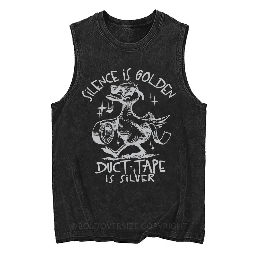 Vintage Silence Is Golden Sarcastic Washed Tank