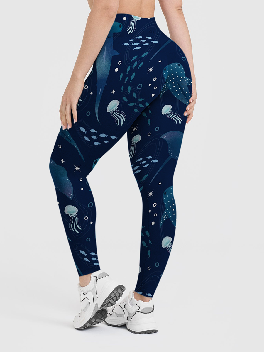 Vintage Whimsical Ocean Creature Leggings