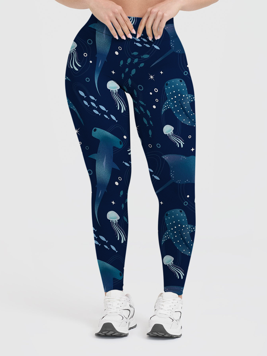 Vintage Whimsical Ocean Creature Leggings