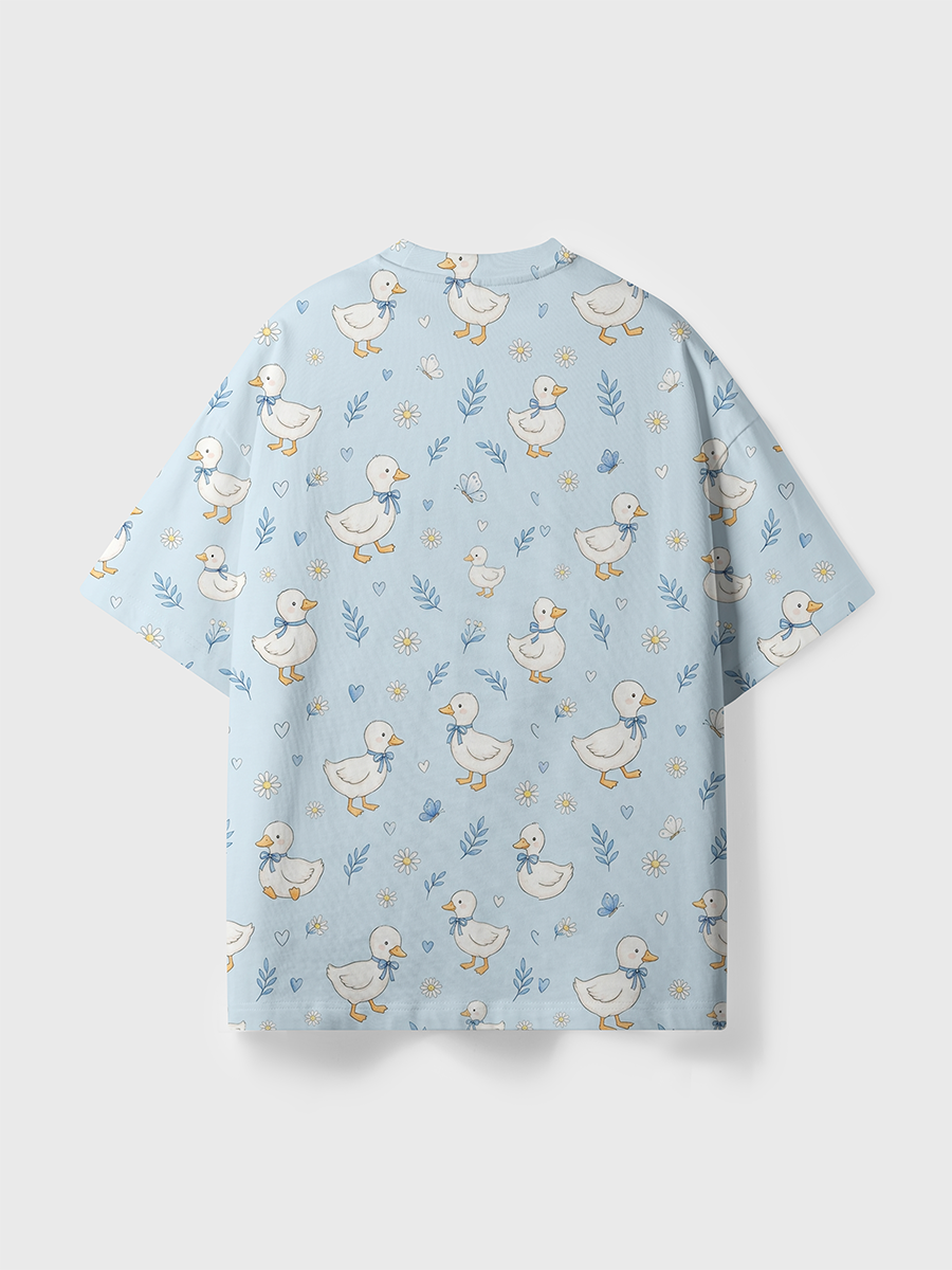 Vintage Bow White Duck Daisy Kid All Over Print T-Shirt