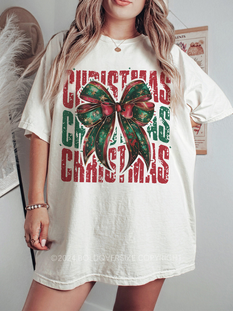 Vintage Christmas Coquette Bow T-Shirt