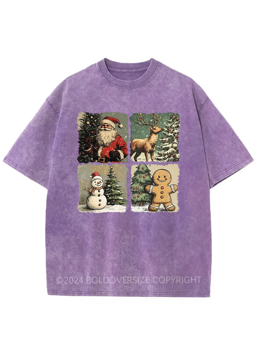 Vintage Christmas Sublimation Washed T-Shirt