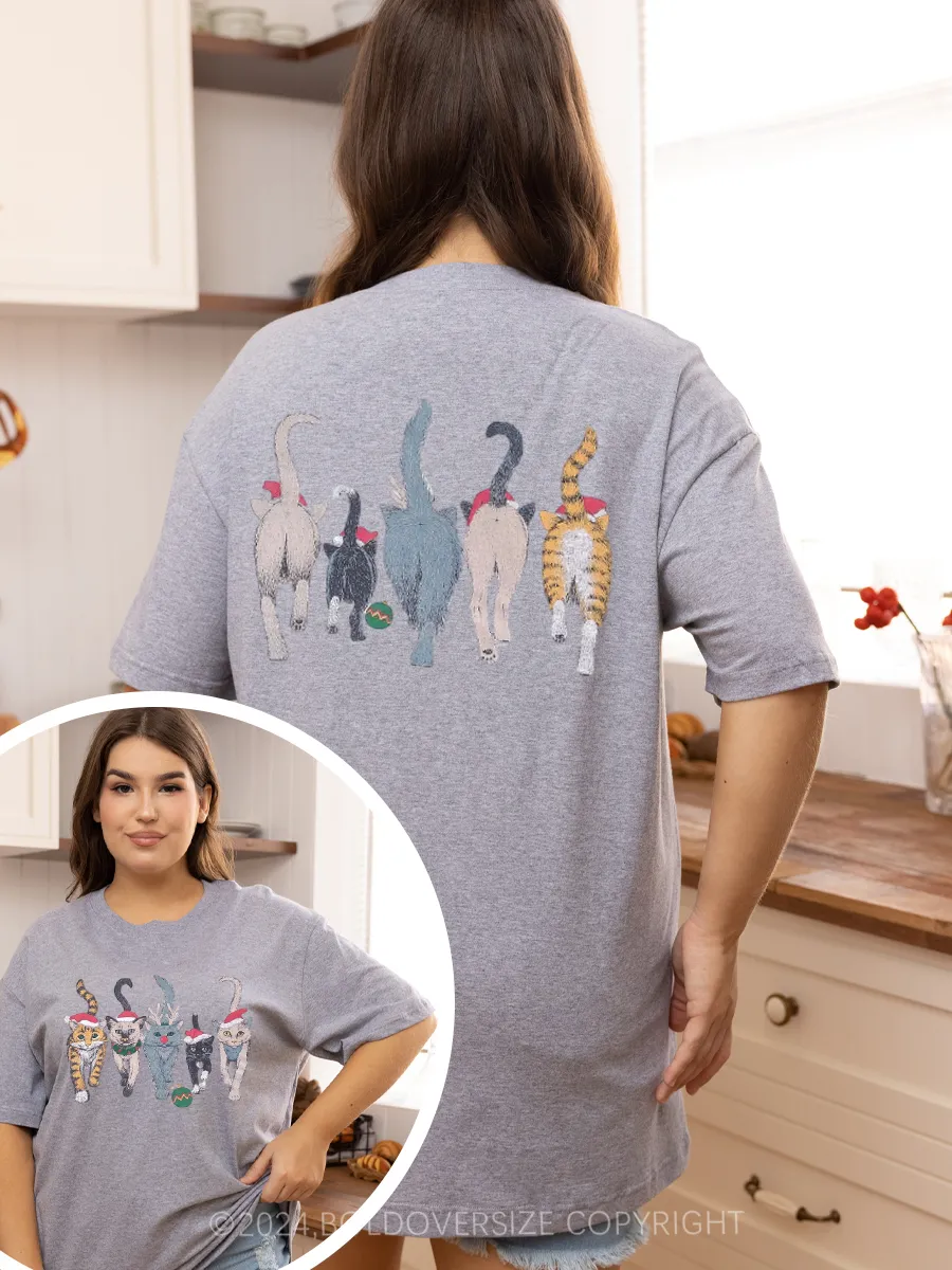 Vintage Christmas Cats Animal Tee