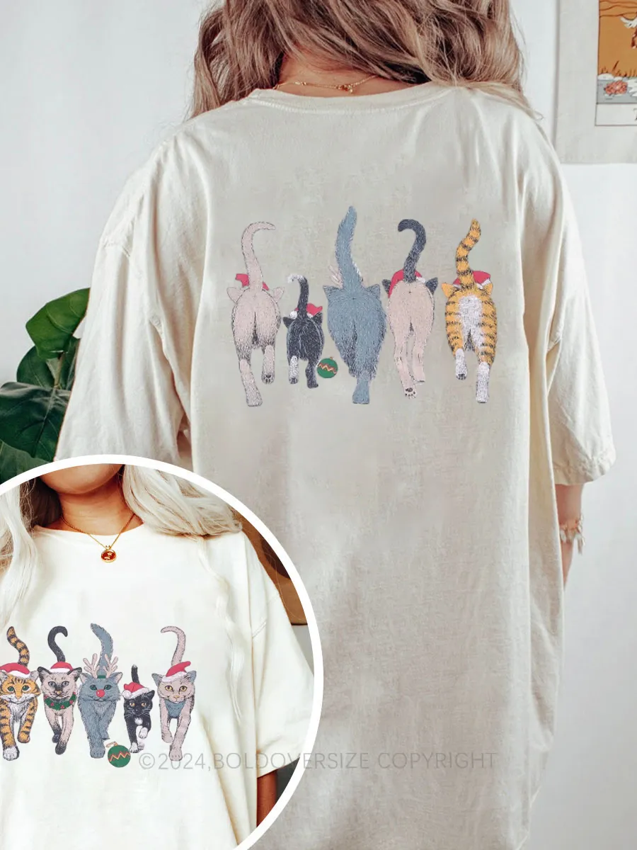 Vintage Christmas Cats Animal Tee