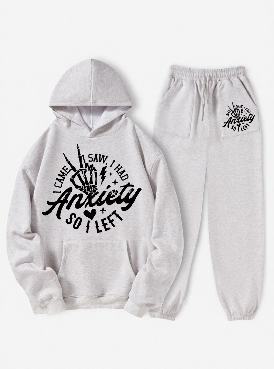 Vintage I Came I Saw I Had Anxiety So I Left Fleece Hoodie Suit