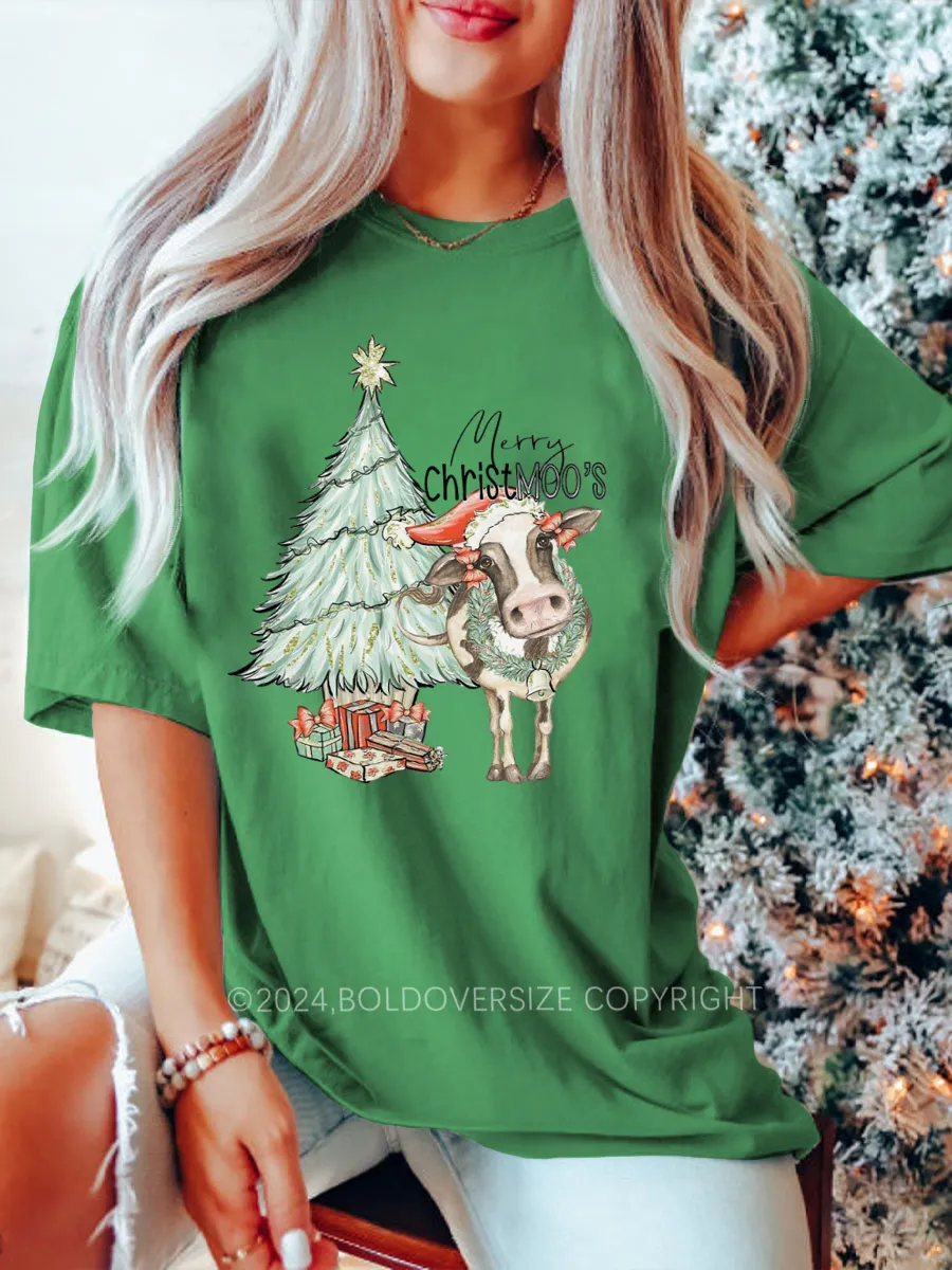 Vintage Cute Cow Christmas Tee