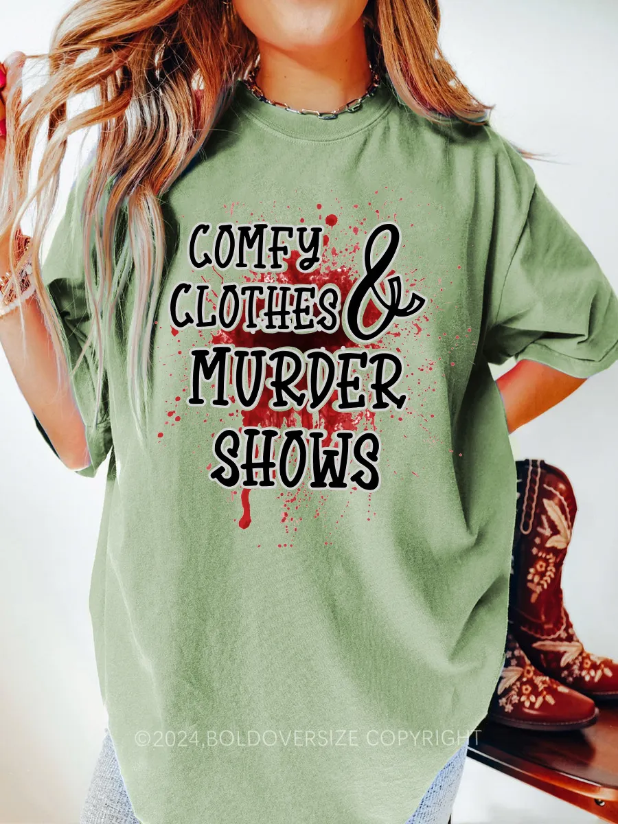 Vintage Comfy Clothes And Murder Shows Tee