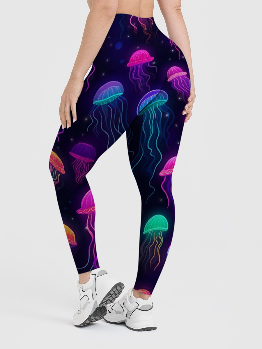 Vintage Psychedelic Jellyfish Swirl Leggings