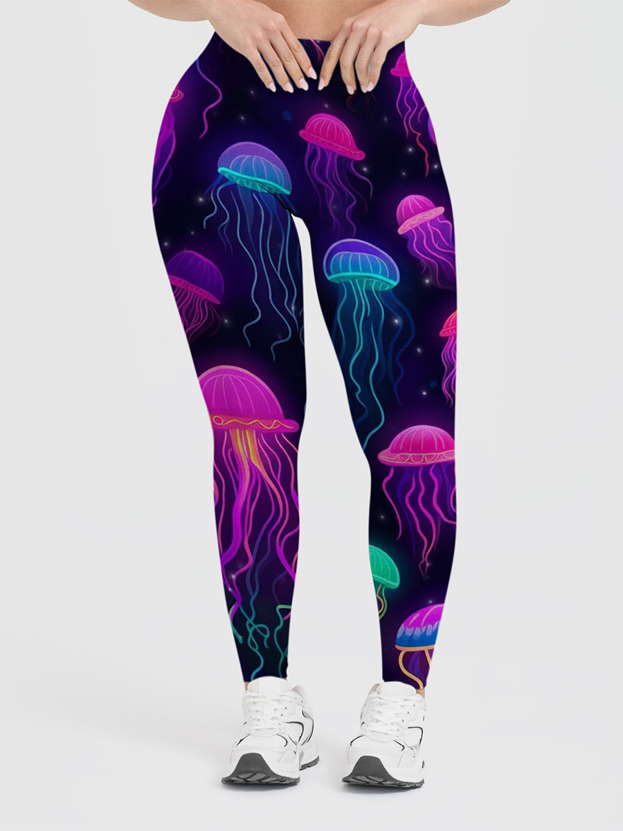 Vintage Psychedelic Jellyfish Swirl Leggings