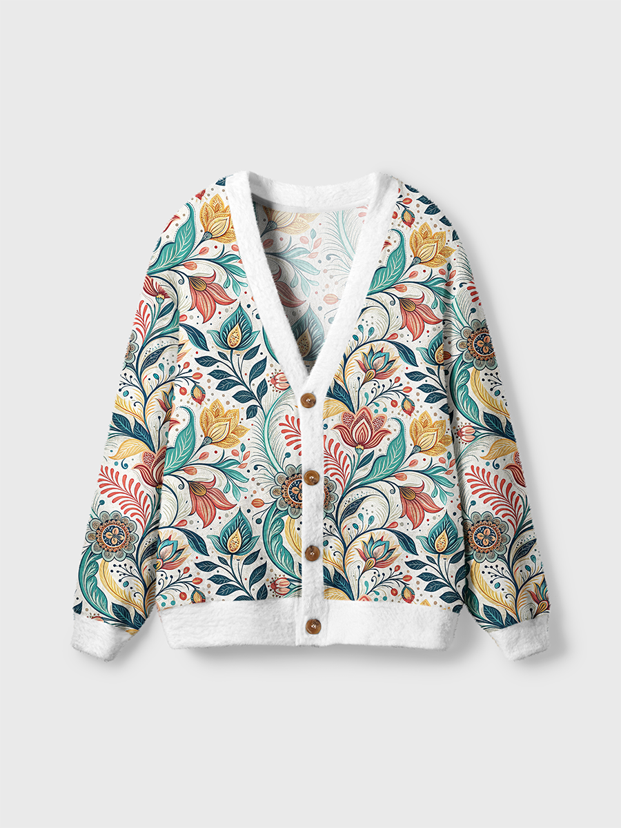 Vintage Colorful Floral Twists Cute Cardigan Sweaters