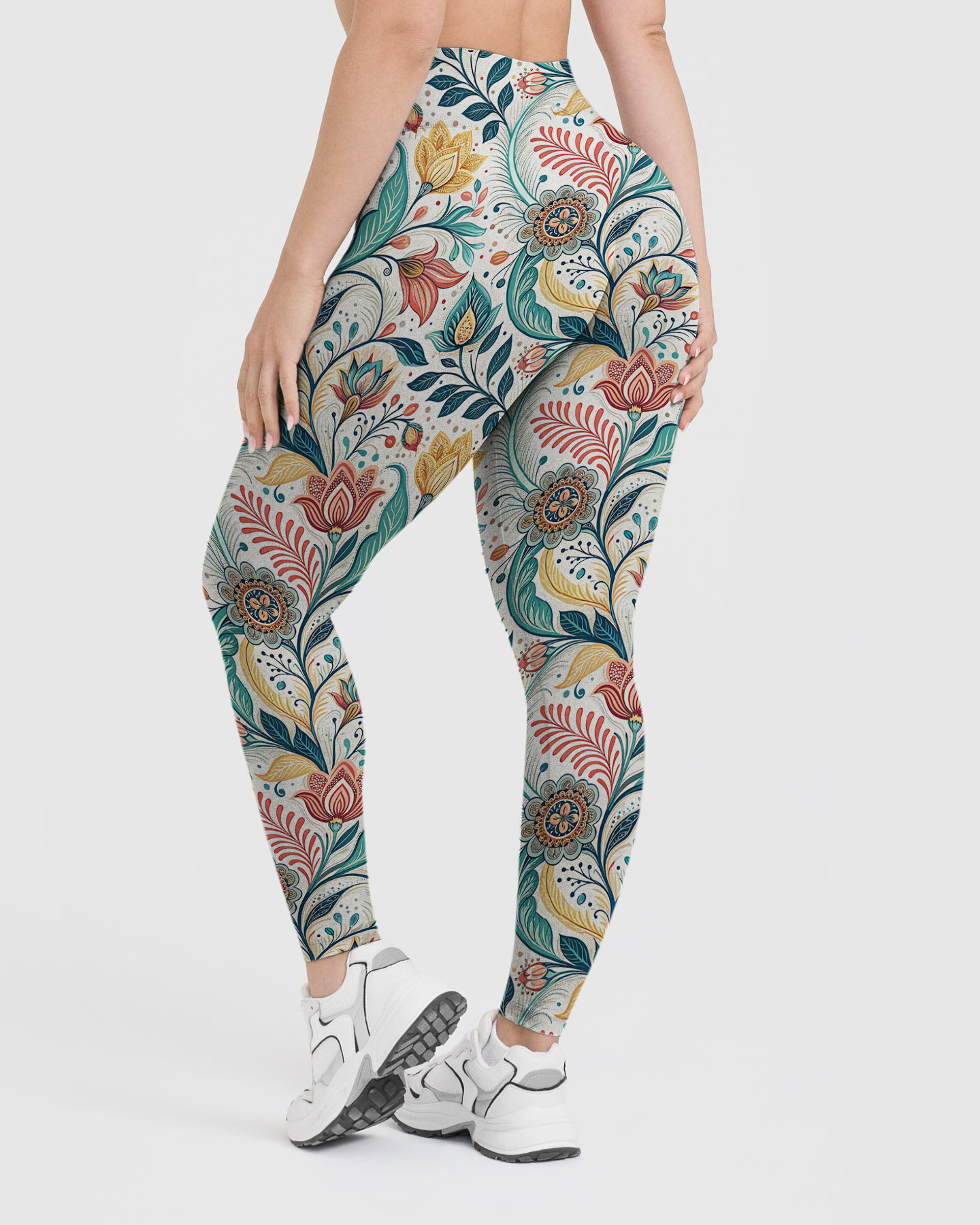Vintage Colorful Floral Twists Leggings
