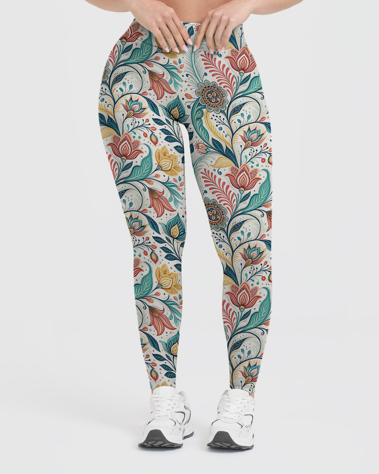 Vintage Colorful Floral Twists Leggings