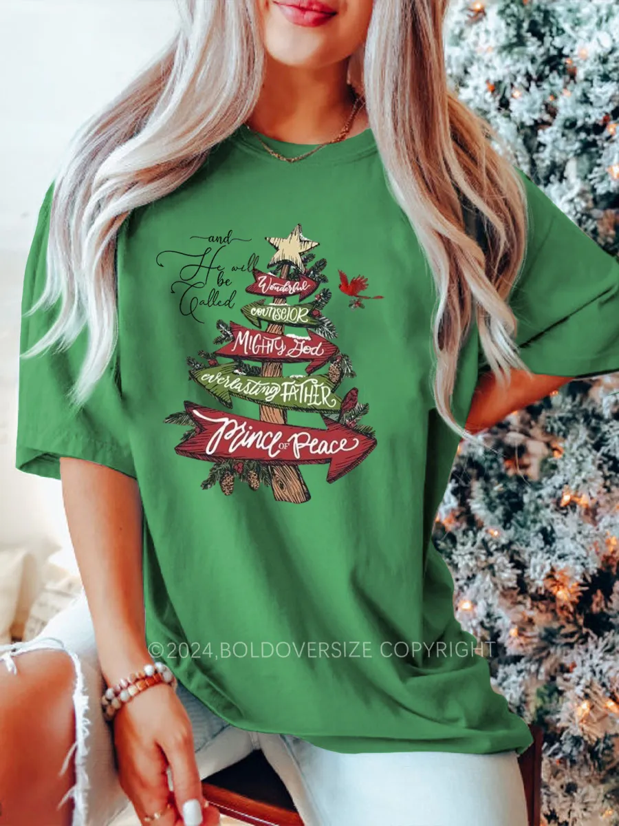 Vintage He Will Be Called Wonderful Counselor Christmas Tree Tee