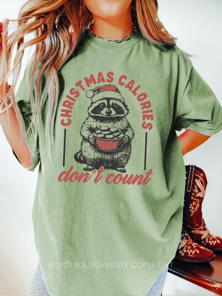 Vintage Funny Raccoon Christmas Calories Don'T Count Tee
