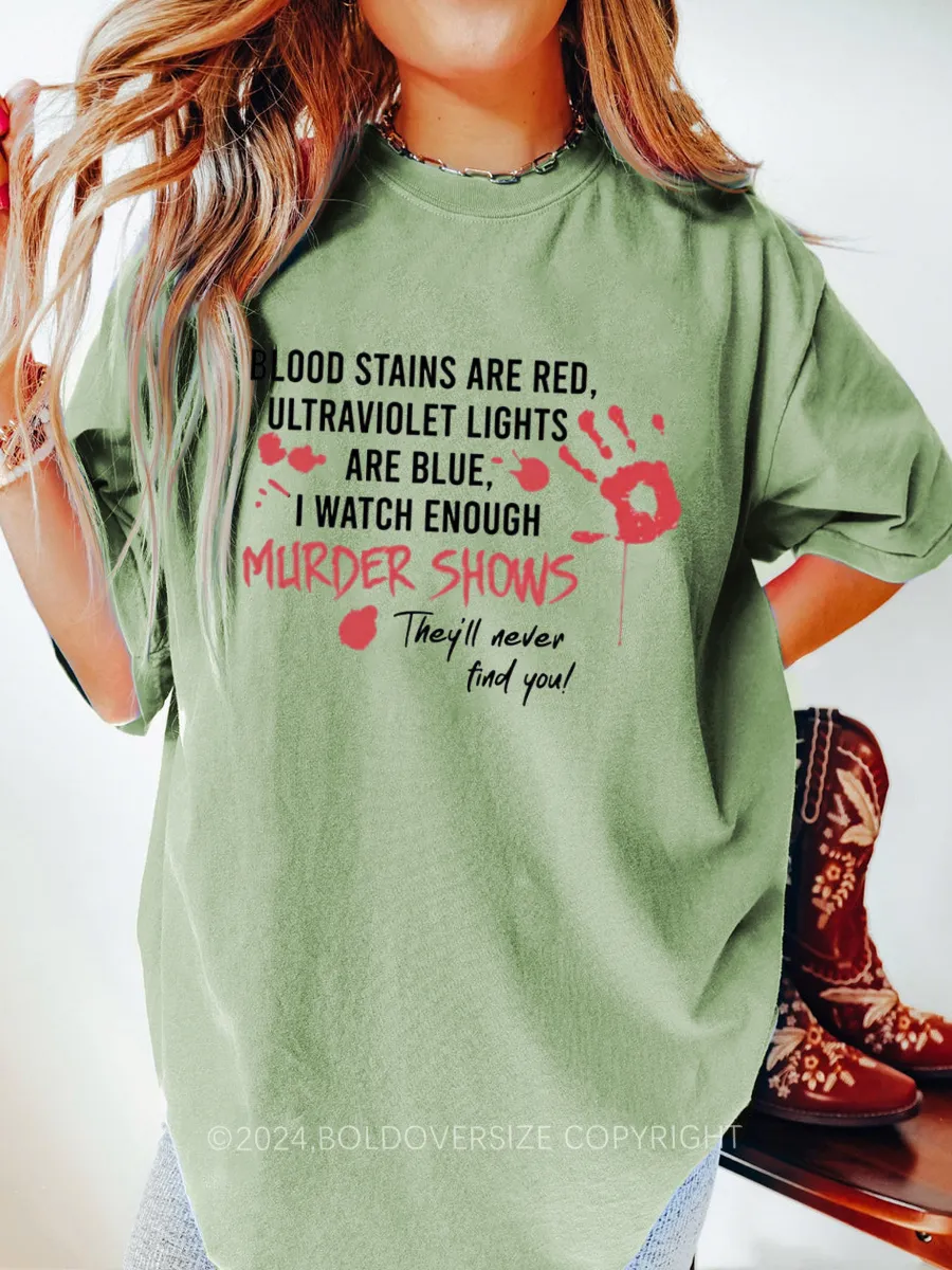 Vintage Blood Stains Are Red Ultraviolet Lights Are Blue Tee