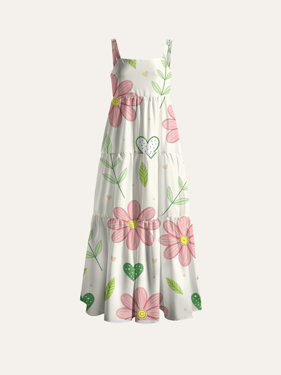 Soft Muted Pastel Adjustable Wide Straps Maxi Dress