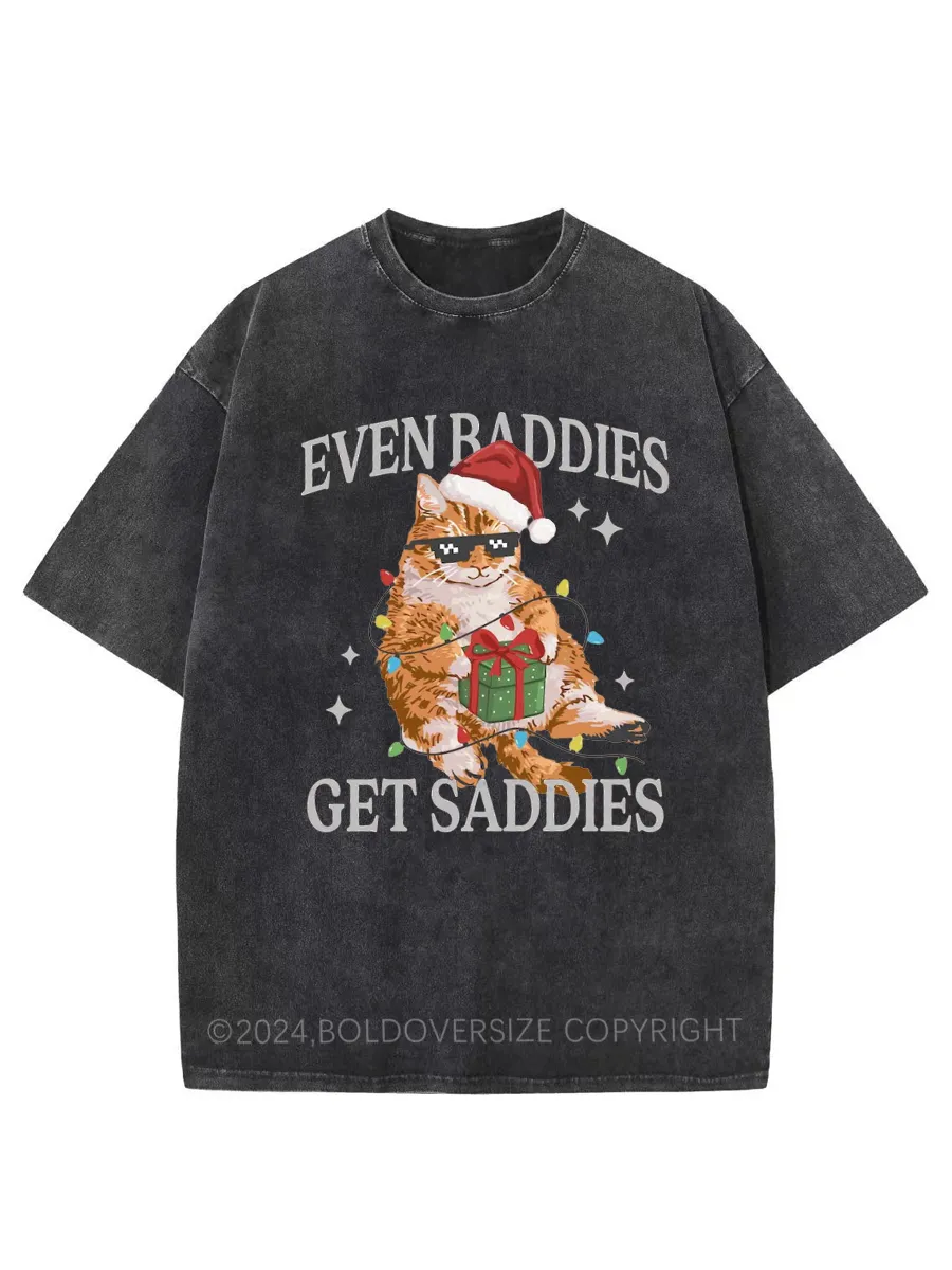 Vintage 1	Funny Christmas Cat Washed T-Shirt