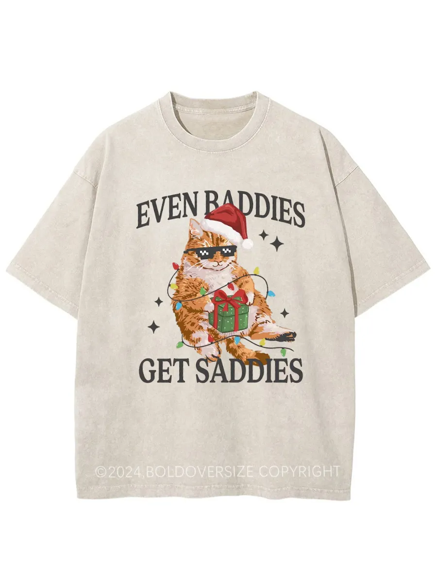 Vintage 1	Funny Christmas Cat Washed T-Shirt