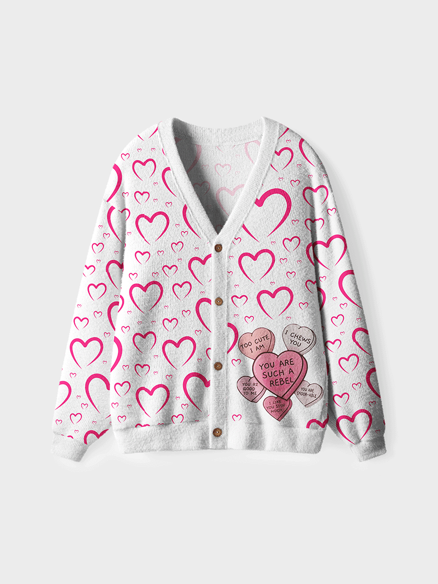 Vintage Heart made of letters Cardigan Sweaters