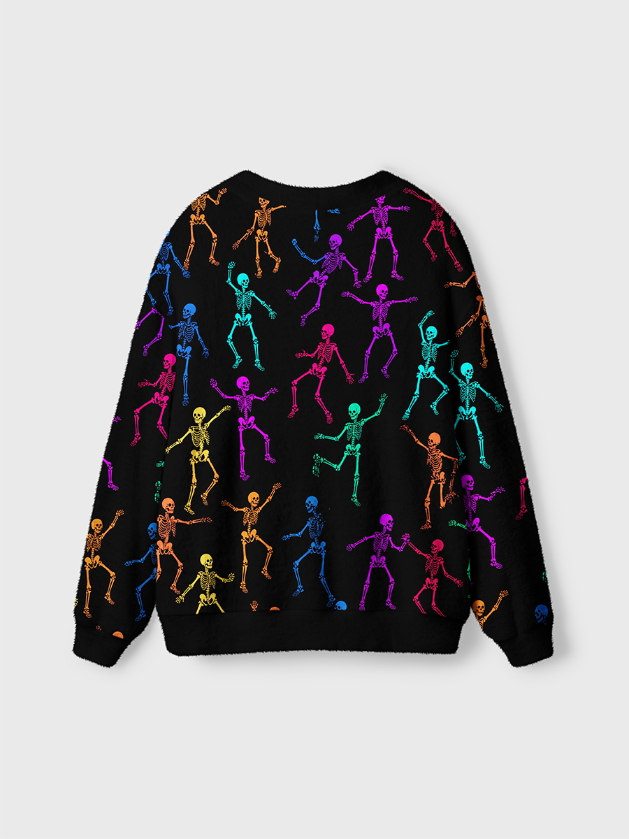 Vintage Vibrant Cool Dancing Skeletons Cardigan Sweaters