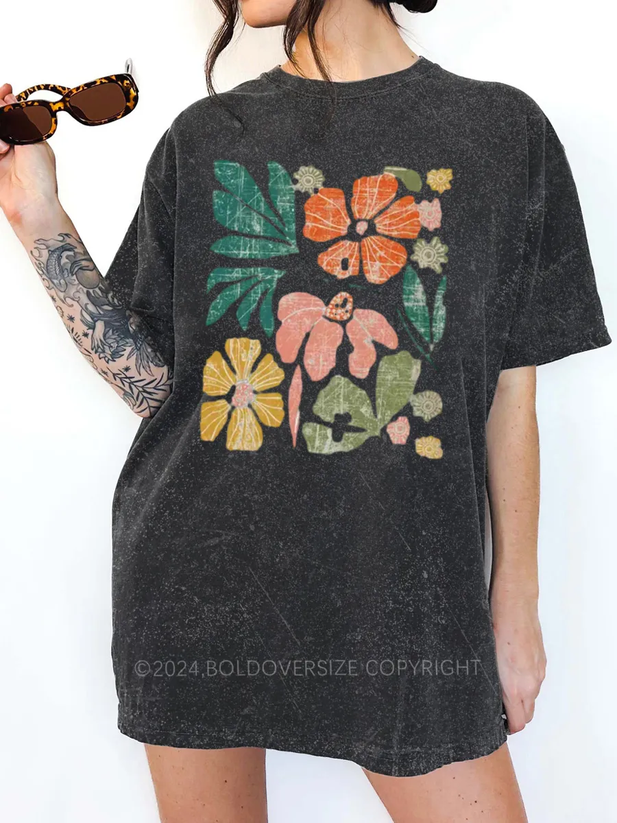 Vintage Comfort Colors Flower Washed T-Shirt