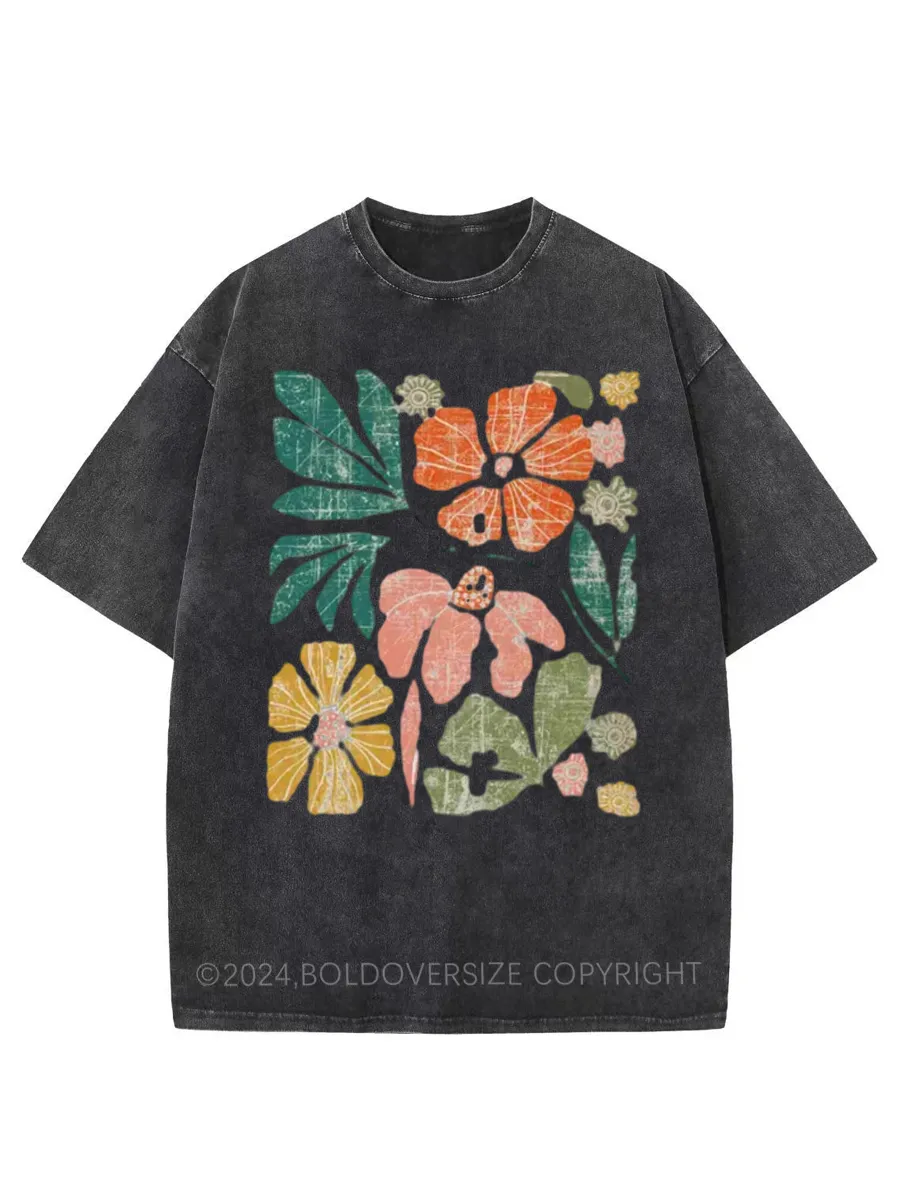 Vintage Comfort Colors Flower Washed T-Shirt