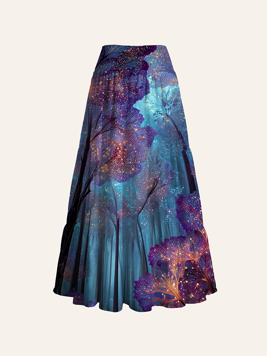 Fairy Lights in Purple Woods Convertible Maxi Skirts
