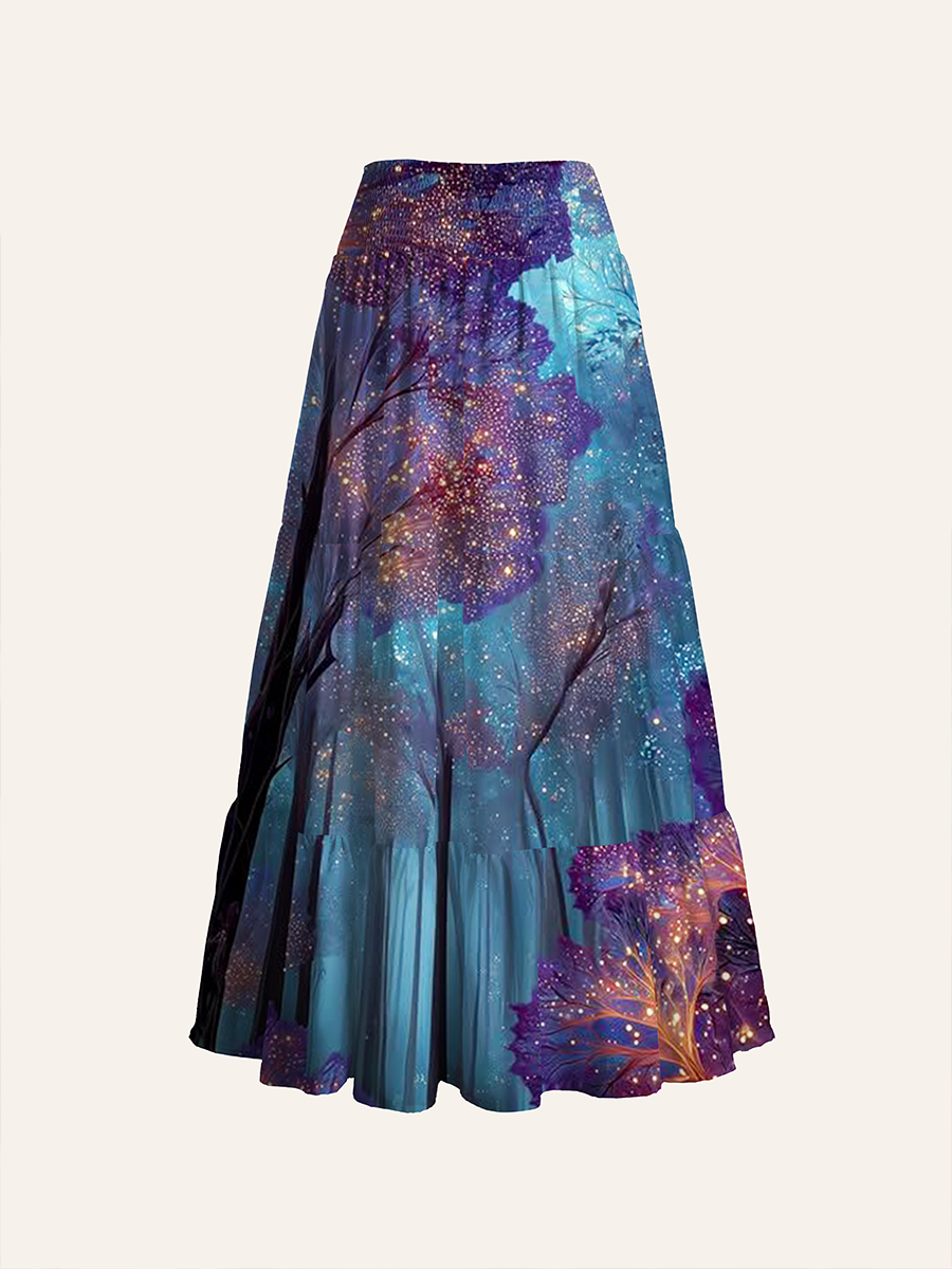 Fairy Lights in Purple Woods Convertible Maxi Skirts