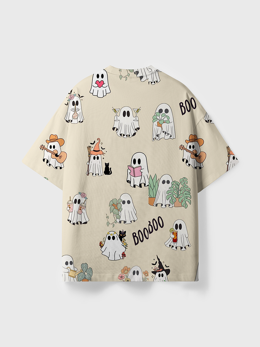 Vintage Cute Ghost Doodle Boo All Over Print T-Shirt