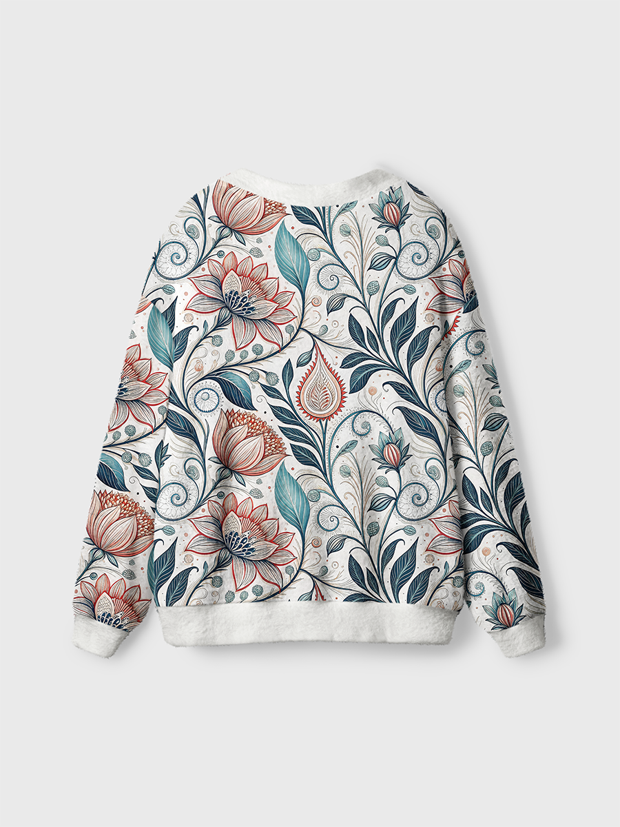 Vintage Floral Swirl Decor Cute Cardigan Sweaters