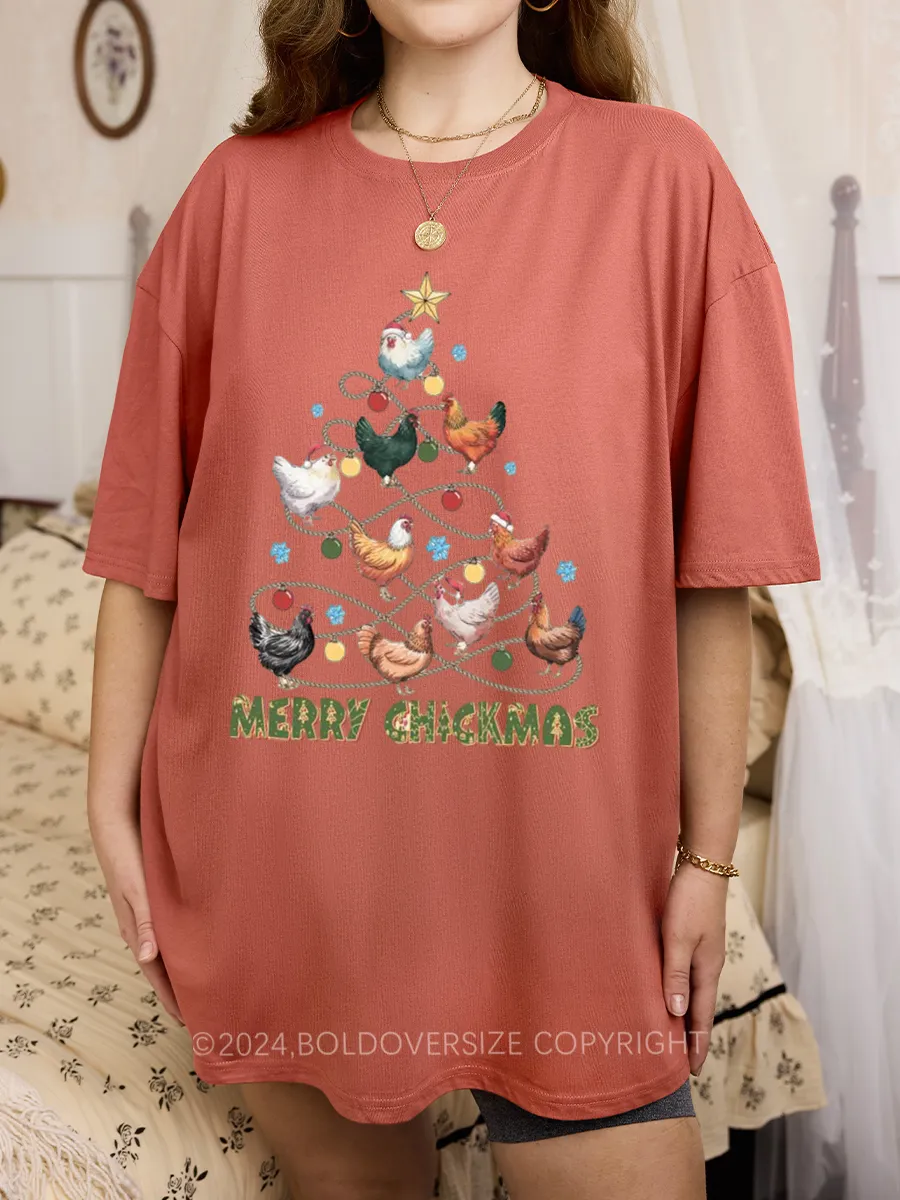 Vintage Chicken Christmas Tree Tee