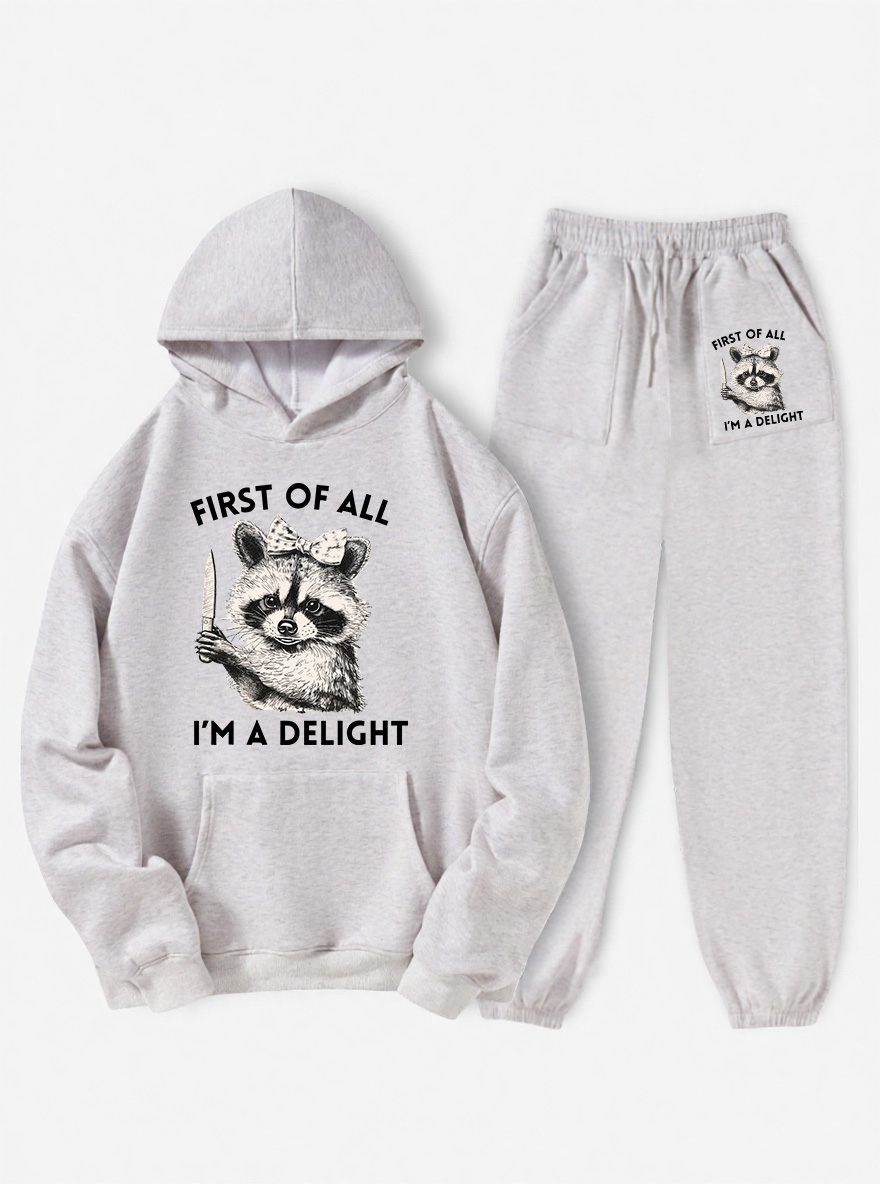 Vintage First Of All I'M A Delight Fleece Hoodie Suit