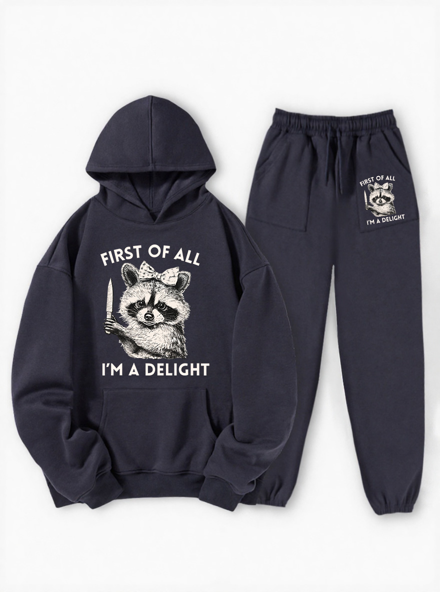 Vintage First Of All I'M A Delight Fleece Hoodie Suit