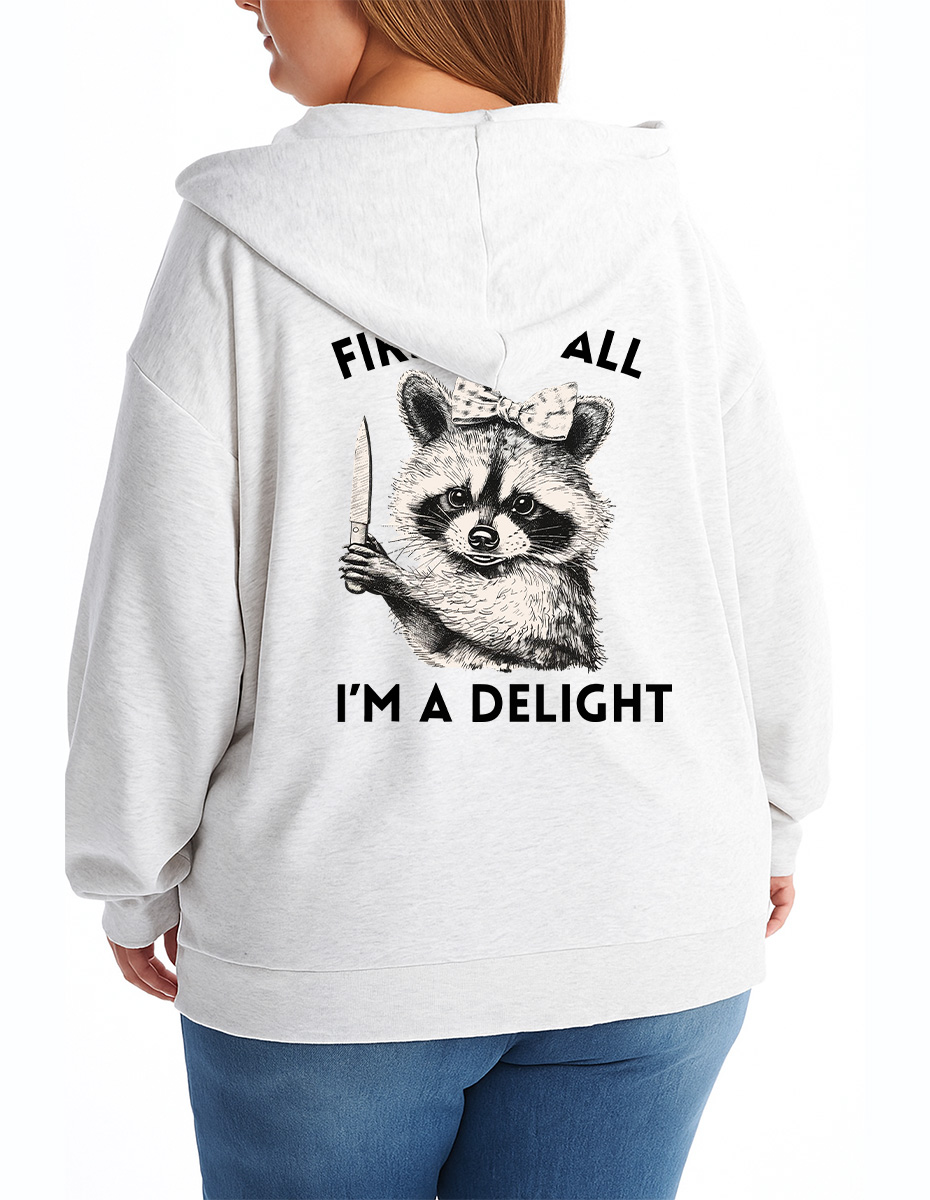 Vintage First Of All I'M A Delight Zip Hoodie