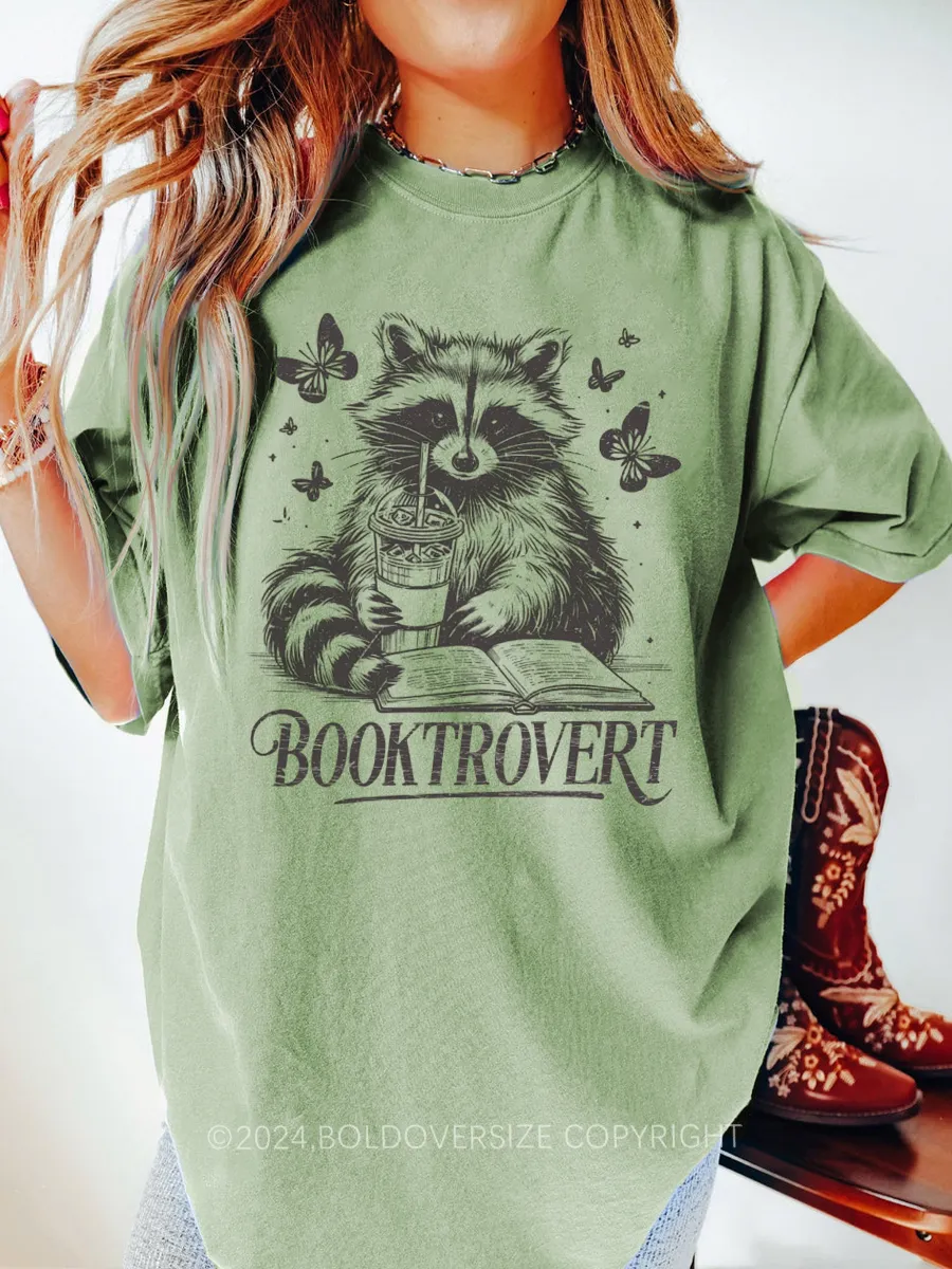 Vintage Booktrovert Racoon Tee