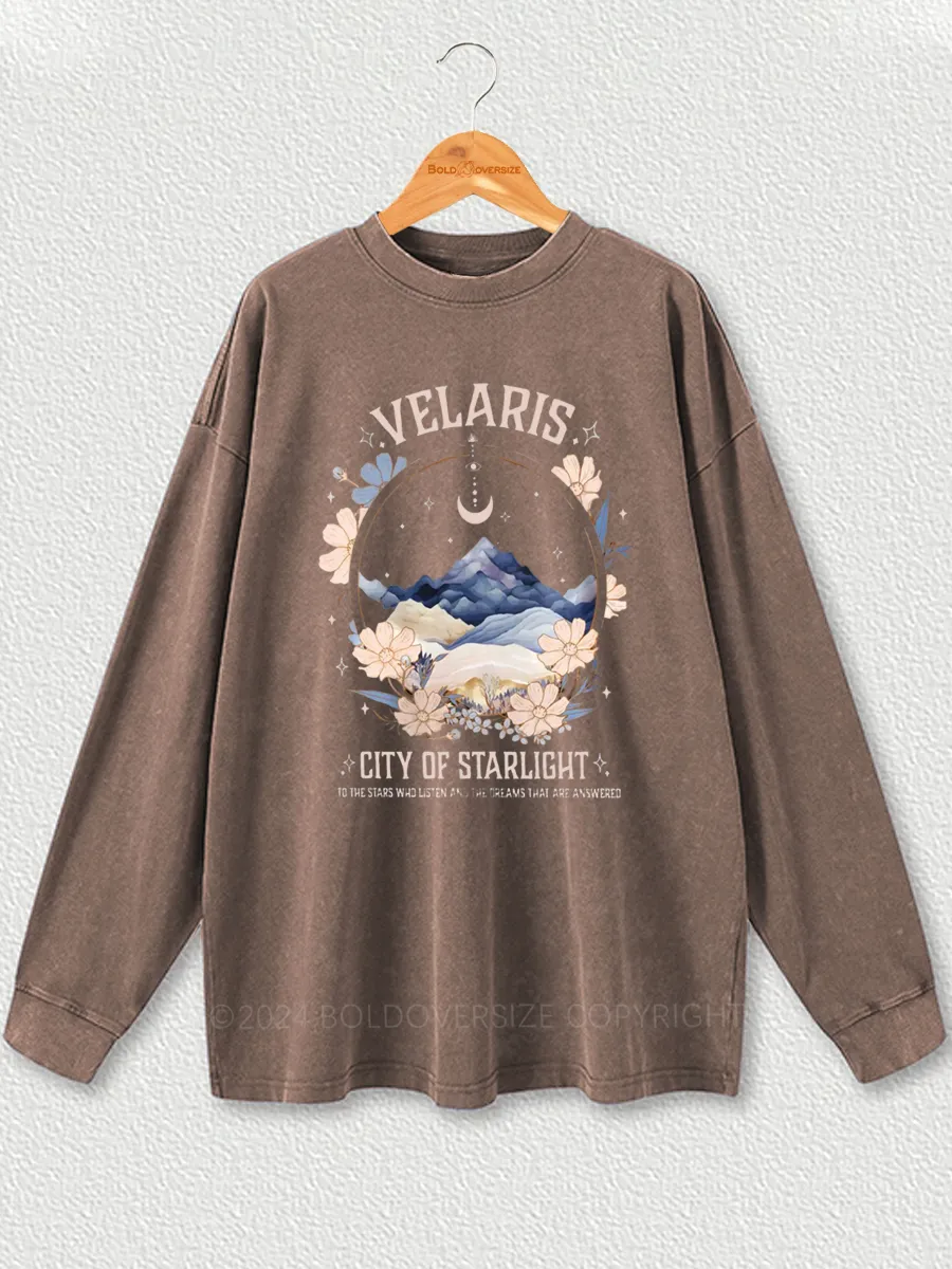 Vintage City Of Starlight Novel Washed Long Sleeve Shirt