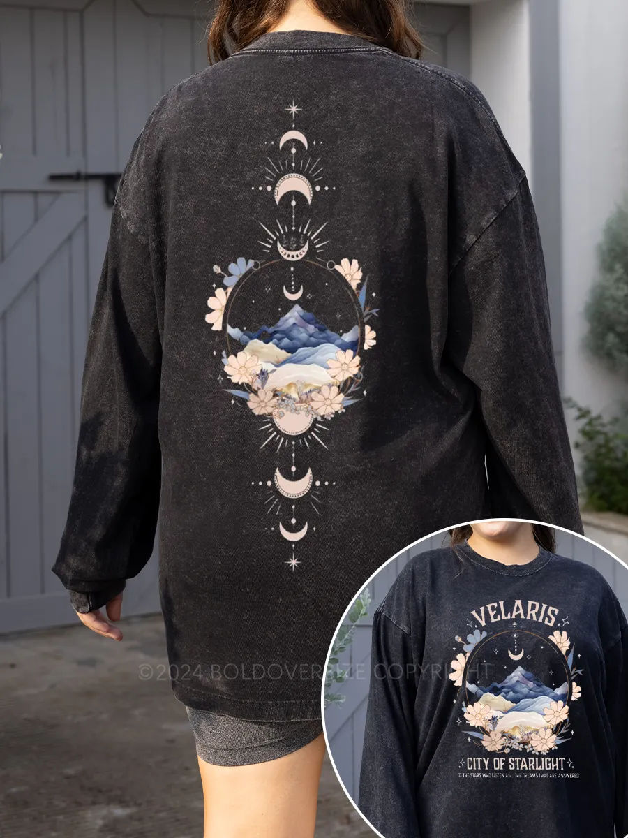 Vintage City Of Starlight Novel Washed Long Sleeve Shirt