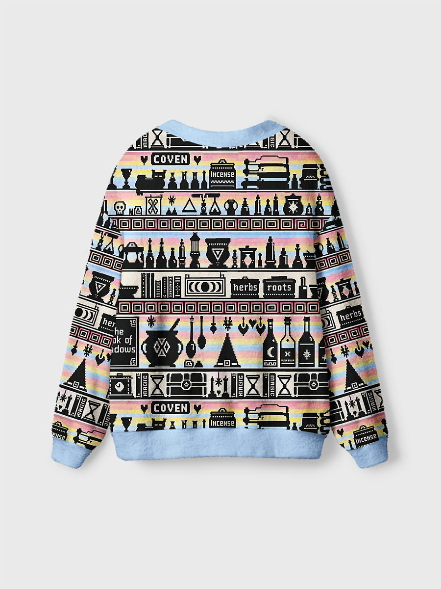 Vintage Mysterious Witchcraft Herbs And Potion Bottles Cardigan Sweaters