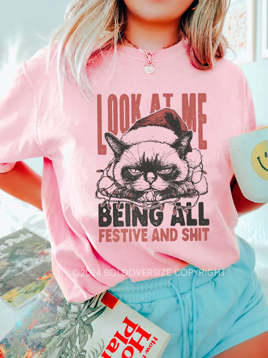 Vintage Funny Christmas Cat Humorous Quote Tee