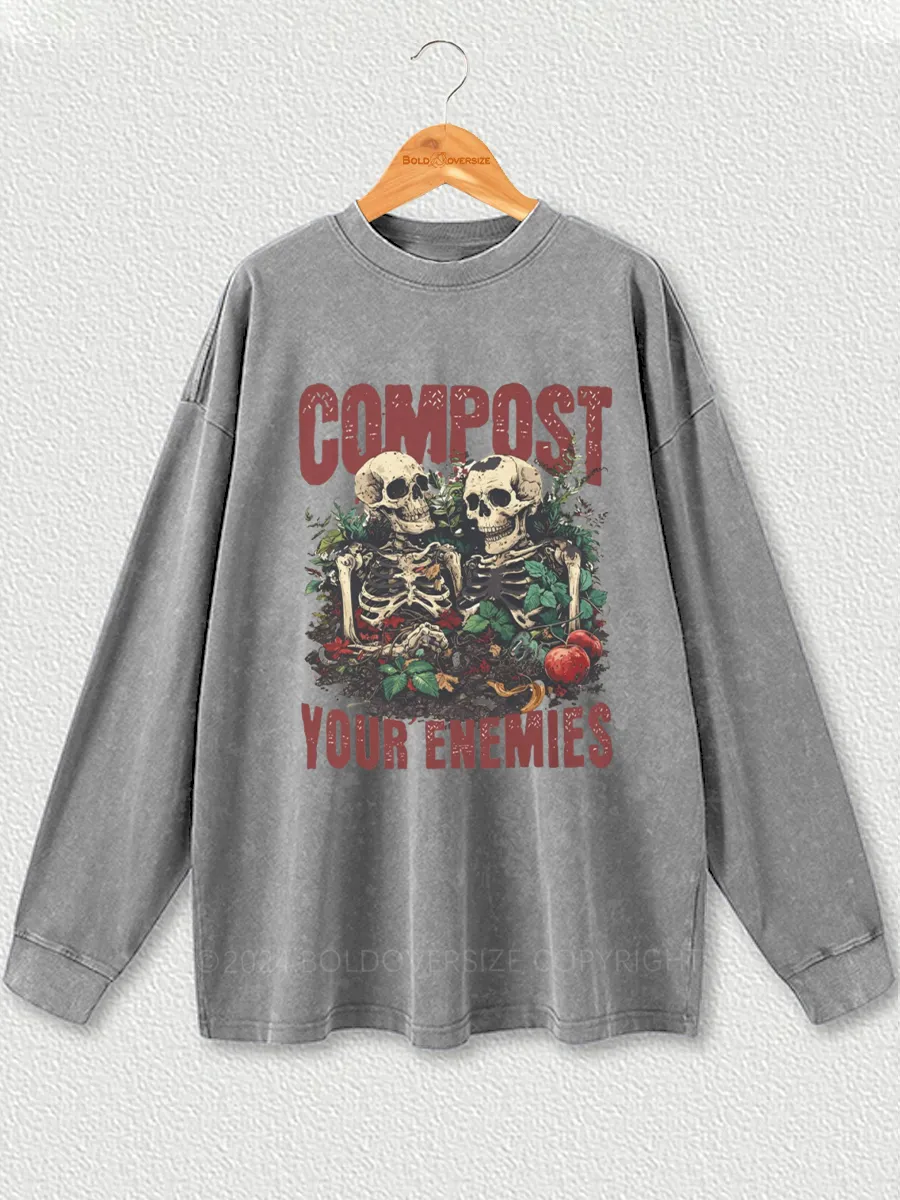 Vintage Compost Your Enemies Washed Long Sleeve Shirt