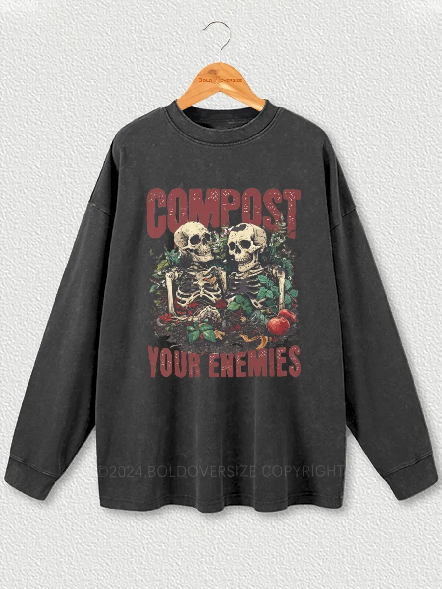 Vintage Compost Your Enemies Washed Long Sleeve Shirt