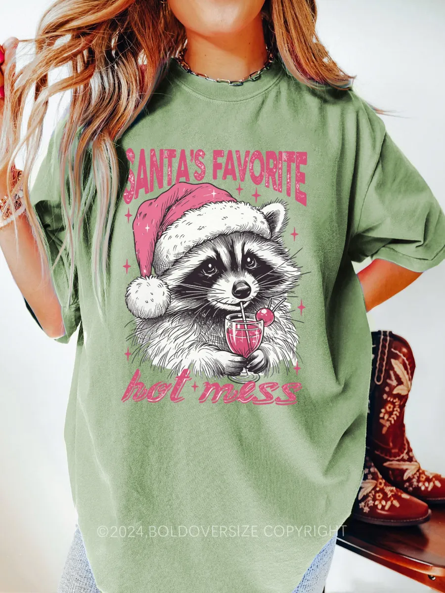 Vintage Santa'S Favorite Hot Mess Tee
