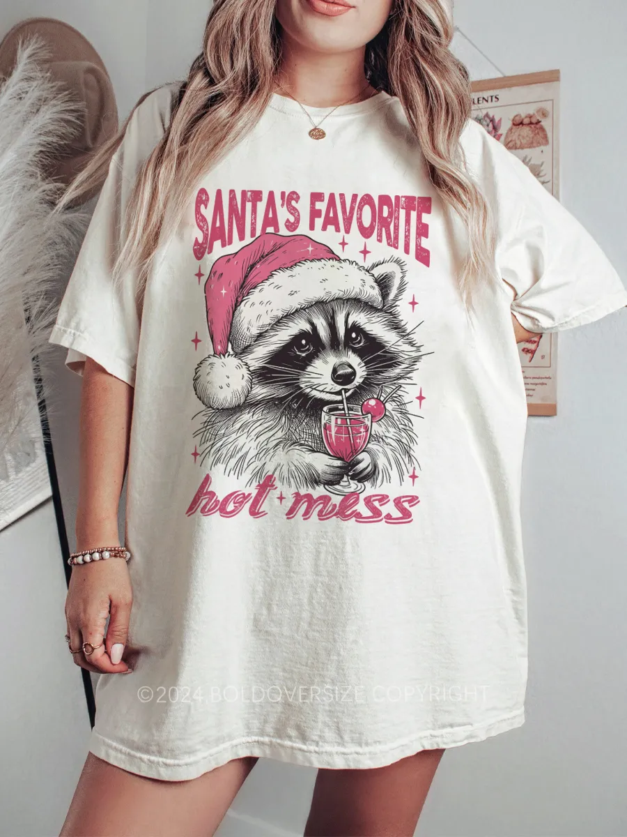 Vintage Santa'S Favorite Hot Mess Tee
