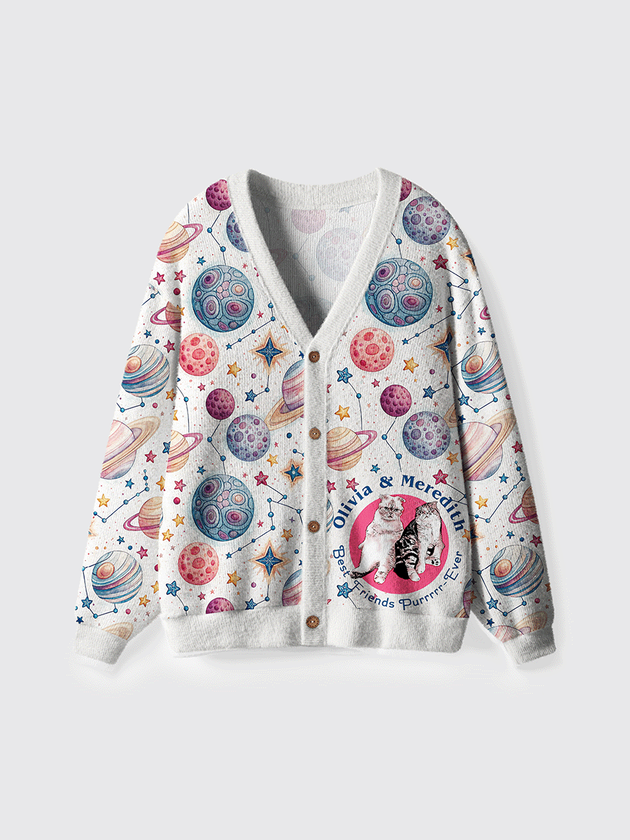 Vintage Best Friends Purr Ever Cat Cardigan Sweaters