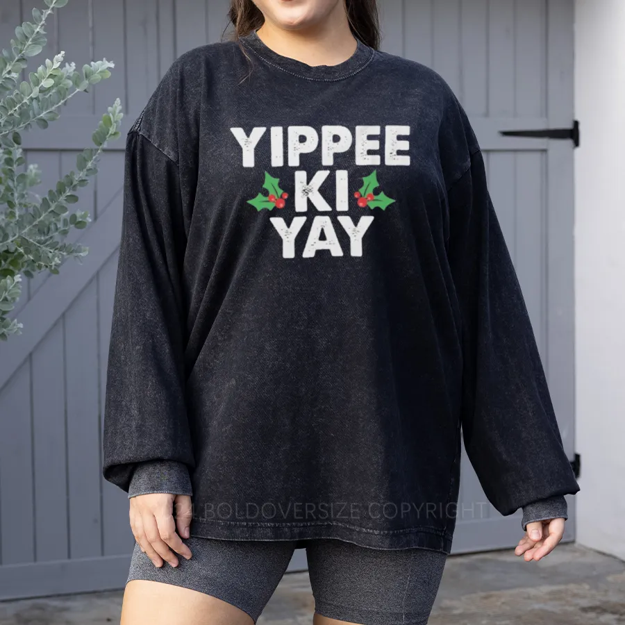Vintage Yippee Ki Yay Washed Long Sleeve Shirt