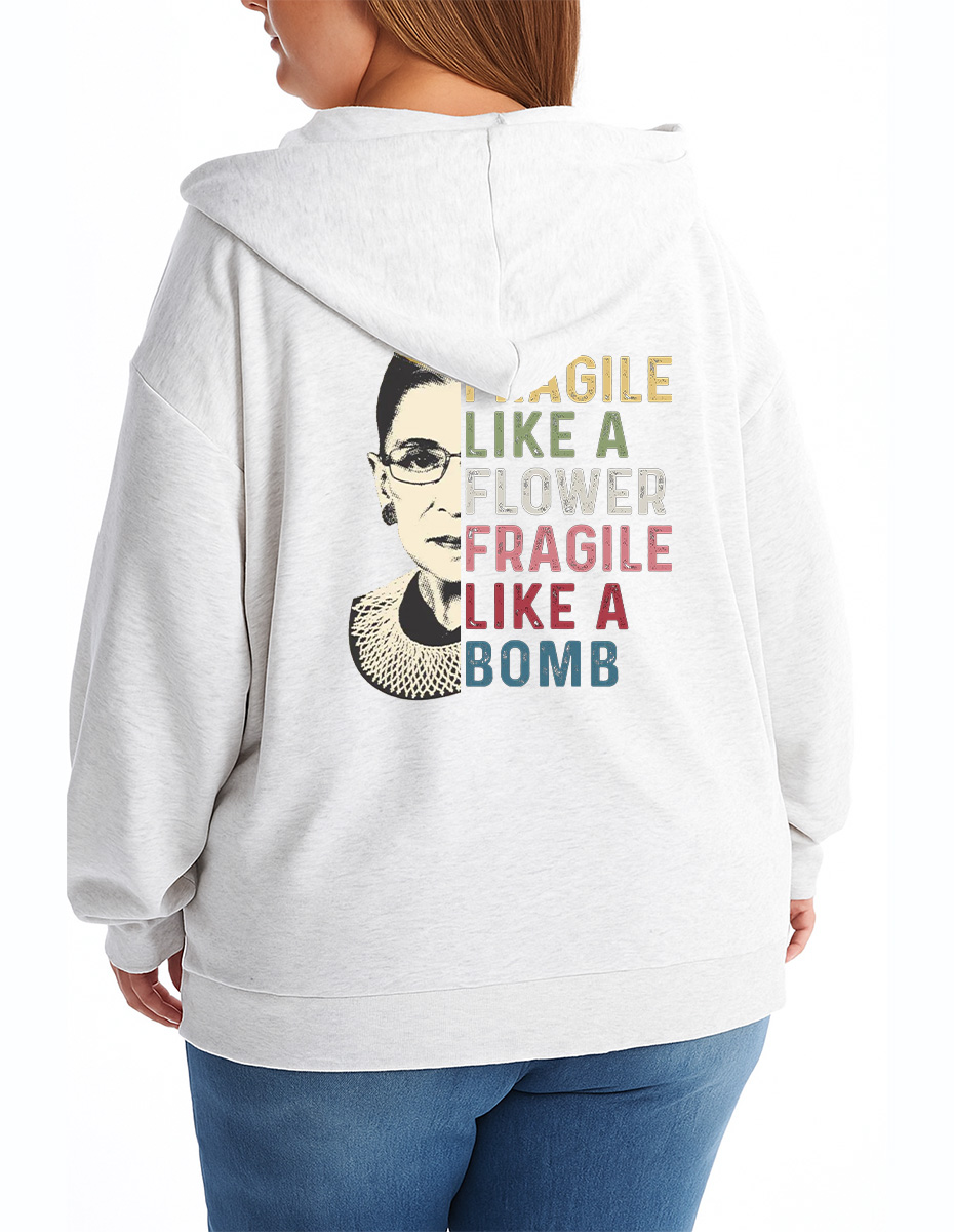 Vintage Not Fragile Like A Flower Fragile Like A Bomb Tee Zip Hoodie