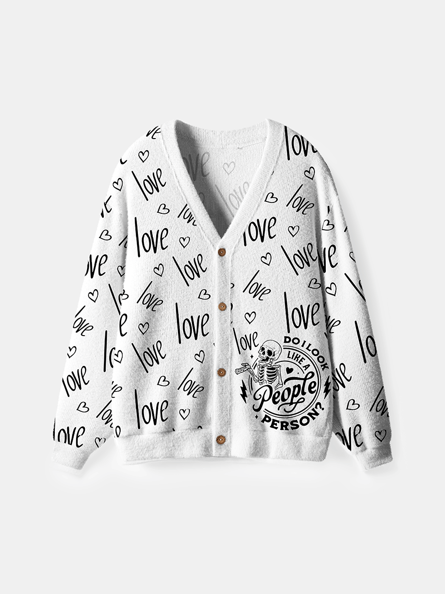 Vintage Skeleton Hand Do I Look Like A People Person Cardigan Sweaters