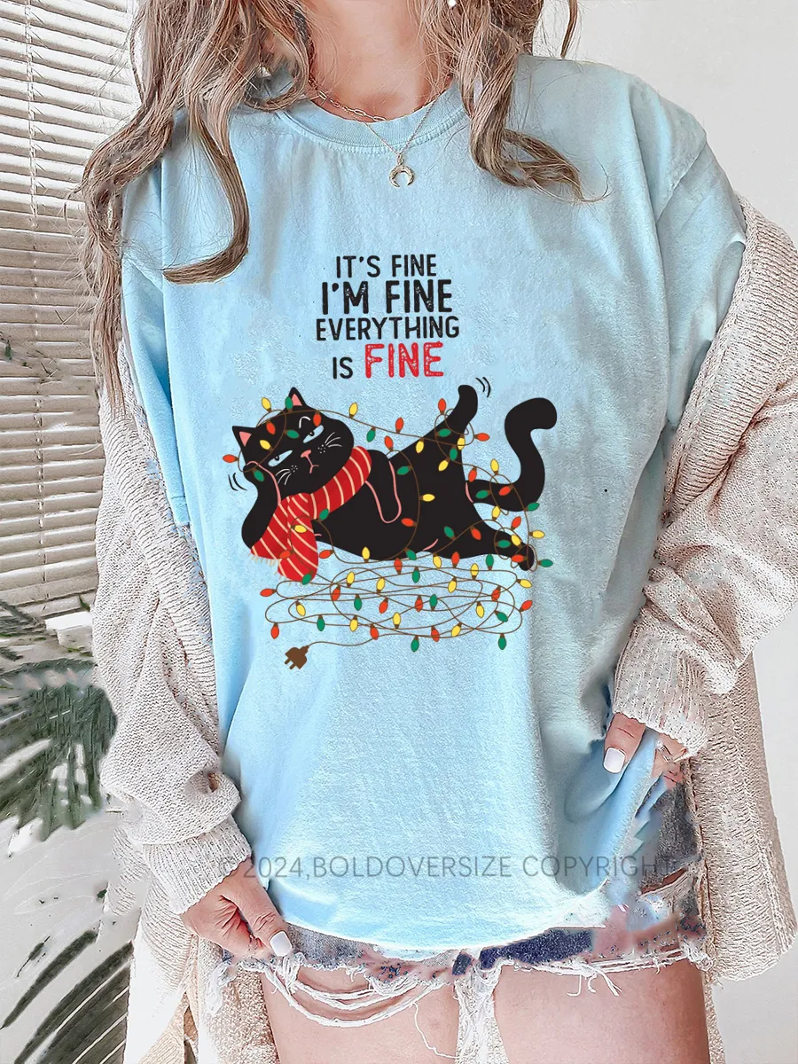 Vintage It'S Fine. I'M Fine. Everything Is Fine Cat Lover Tee