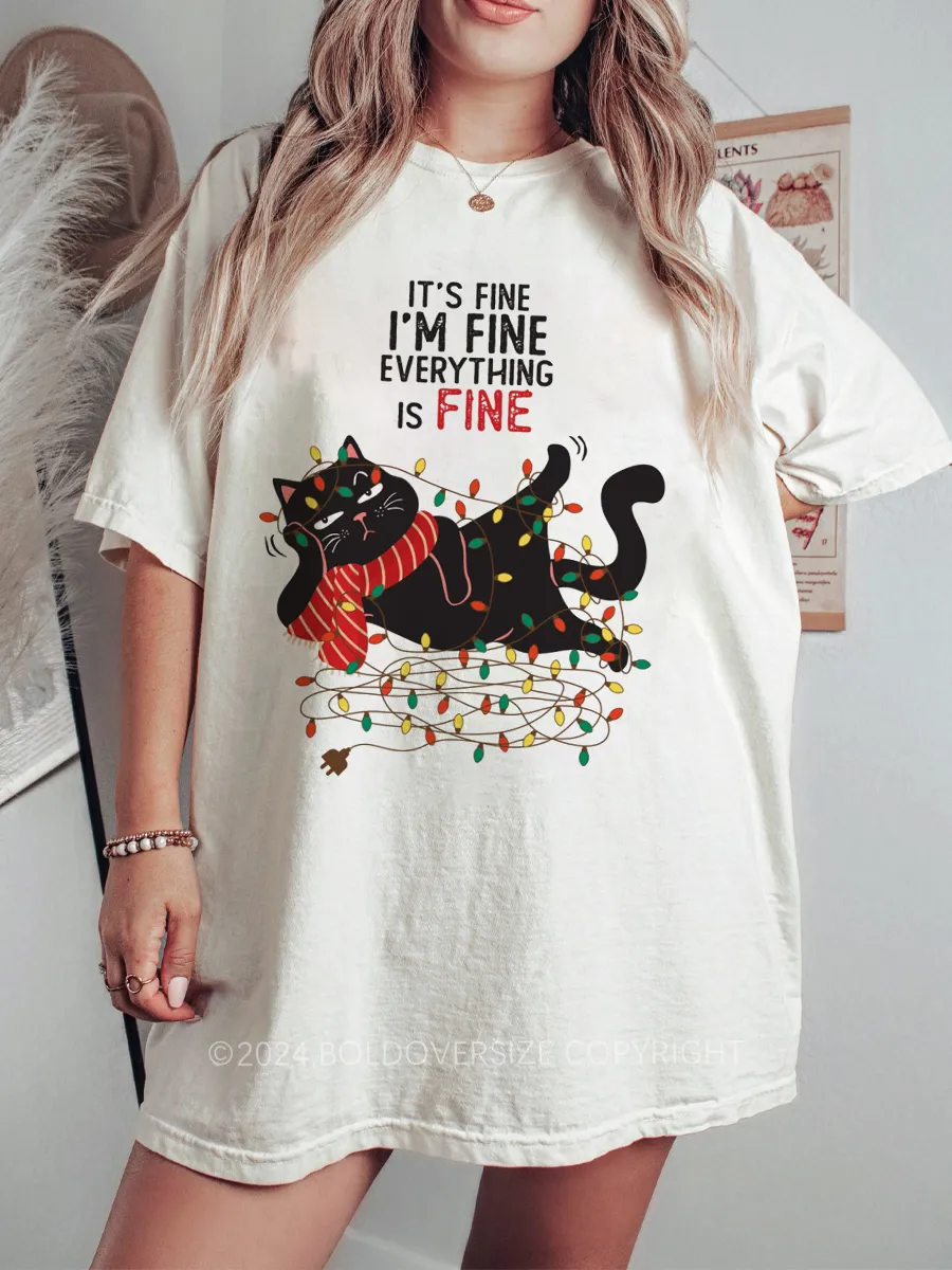 Vintage It'S Fine. I'M Fine. Everything Is Fine Cat Lover Tee